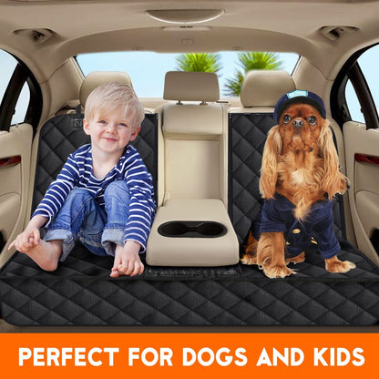 Ultimate Waterproof Dog Car Seat Cover - Non-Slip Back Seat Protector for Cars, Trucks & SUVs - Fits Middle Armrest - Black