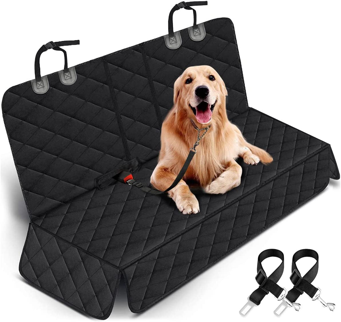 Ultimate Waterproof Dog Car Seat Cover - Non-Slip Back Seat Protector for Cars, Trucks & SUVs - Fits Middle Armrest - Black